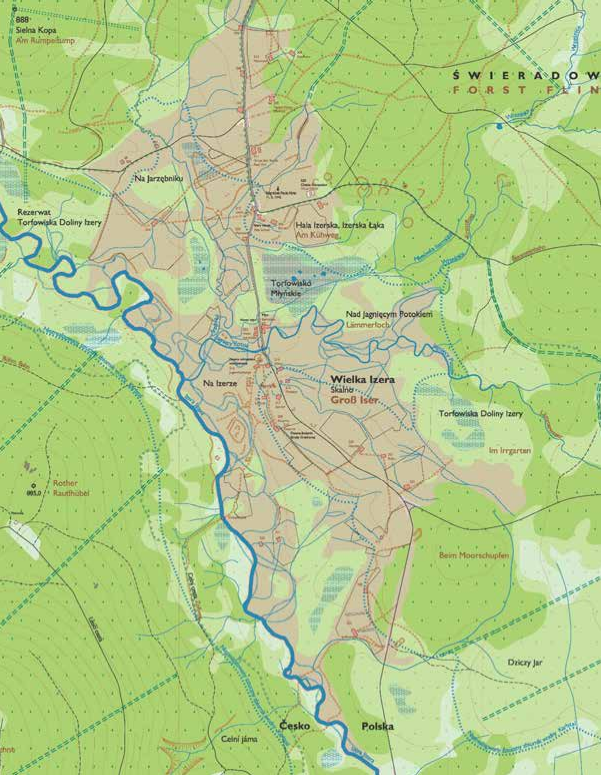 Mapa Hali Izerskiej z roku 1945